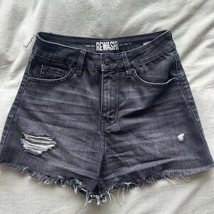 Rewash Women's Dark Gray Distressed Jean Shorts